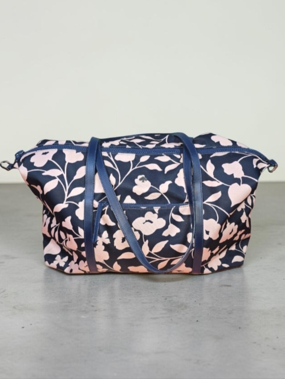 Kate Spade Jae Garden Vine Weekender Tote Bag Navy Blush Pink 8in x 17in x 12in